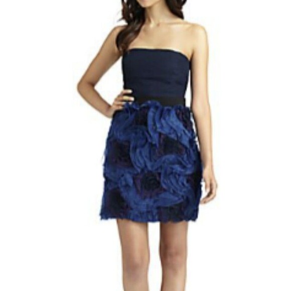 BCBG Max Azria Blue Designer NWT $598 Cocktail Party Mini Dress Sz 10‎ - Picture 1 of 16